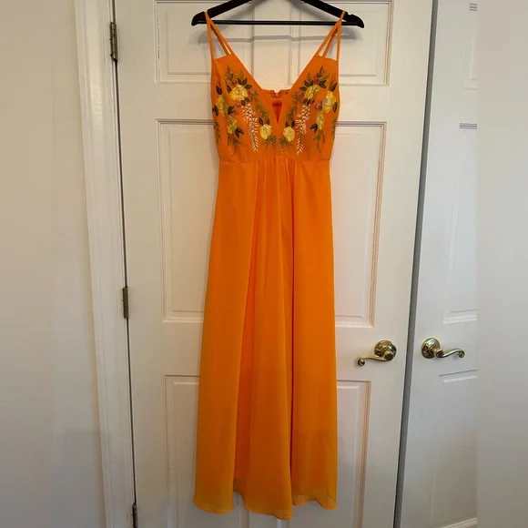 strapless open back dress Two Piece Mermaid Sequins Prom Dress with Slit, Orange / Custom Size main image 0